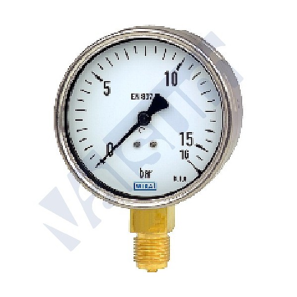 MANÓMETRO WIKA 212.20, CAIXA AÇO INOXIDÁVEL, SÉRIE INDUSTRIAL